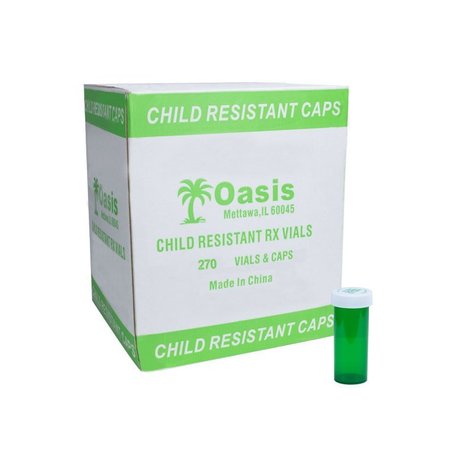 OASIS Green Prescription Vials, 16 Dram, 270 Per Case 10016-G